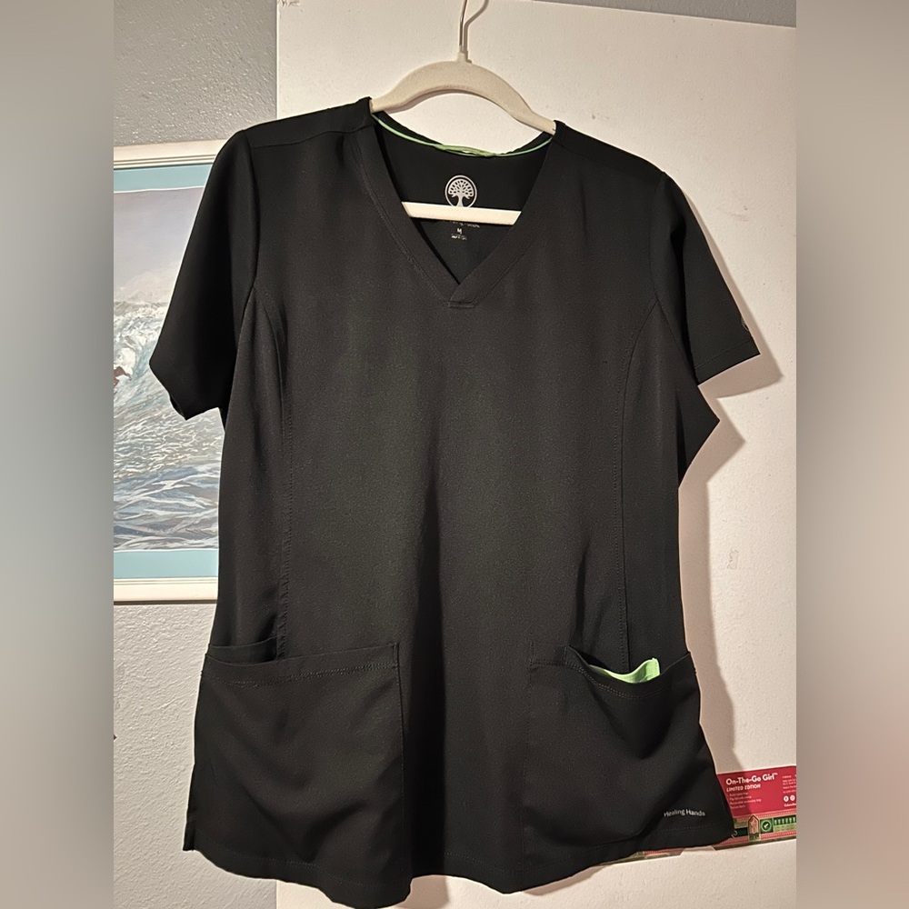 Black V-Neck Women's Top